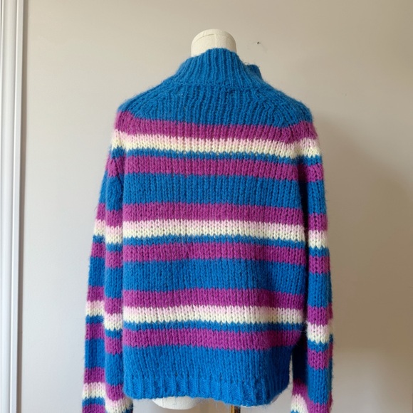 PIECES women color bloc knit long sleeves sweater crew neck size medium - Picture 9 of 12